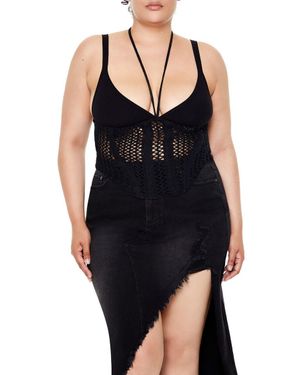 Forever 21 Plus Size Sweater-Knit Strappy Cami - Black