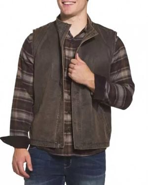 North River Cotton Suede Full Zip Vest - Black