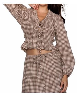 Storia Ginni Gingham Smocked Top - Brown