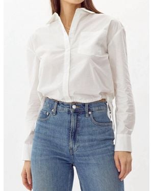 Greylin Eslee Poplin Drawstring Top - White