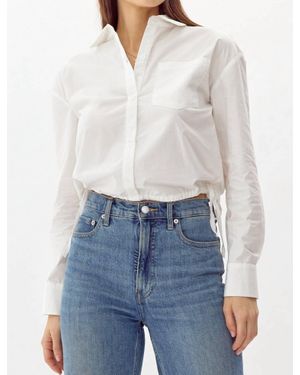 Greylin Eslee Poplin Drawstring Top - White
