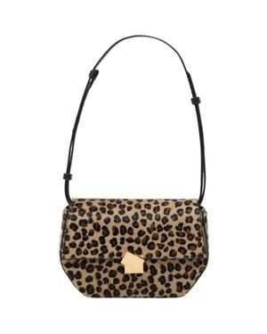 Closed Leopard Cowhide Bag - Metallic