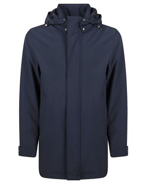 Woolrich Sof Shell Barrow Hooded Polyester-Blend Mac Coat - Blue