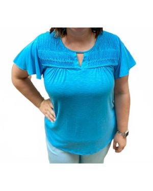 Southern Lady Short Sleeve Round Neck Top - Blue