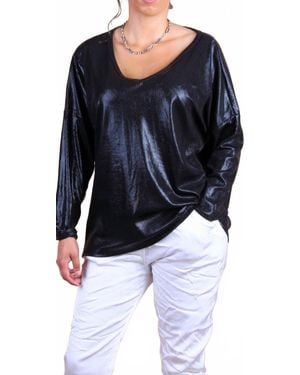 Gigi Moda Luminare V-Neck Top - Black