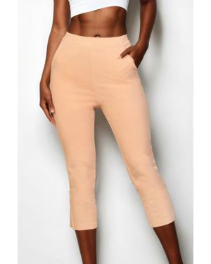 TRUEDAMES Fashnzfab Slit Hem Cropped Pants - Black