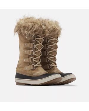 Sorel Joan Of Arctic Boot 6.5 Khaki Suede Faux Fur Cuff Waterproof Eee3652 - Brown