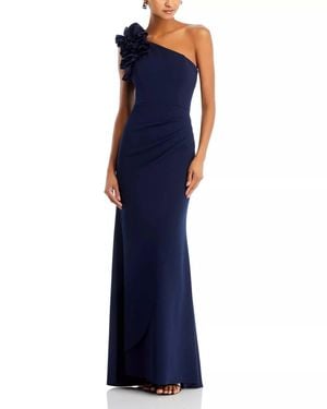 Aqua One-Shoulder Ruffle Gown - Blue