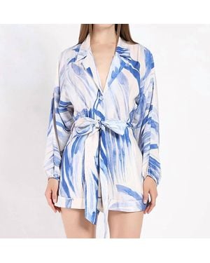 Gracia Belted Jumpsuit With A Print - Blue