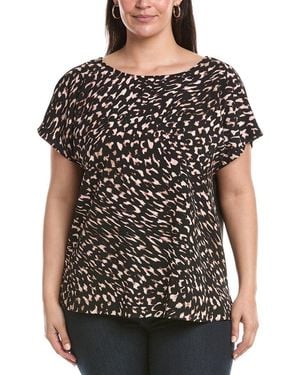 Anne Klein Plus Knit Back Shirt - Black