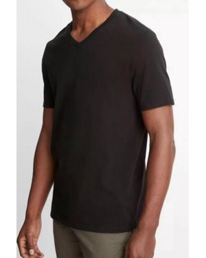 Vince Garment Dye Short Sleeve V Neck T-Shirt - Black