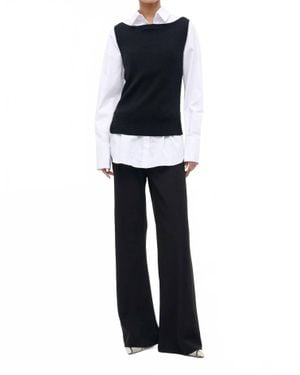 STAUD Damian Knit Button Down Top - White