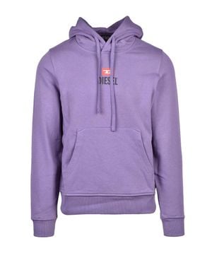 DIESEL Hooded Cotton Hoodie - Purple