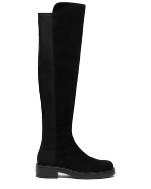 Stuart Weitzman Suede Over-The-Knee Boots With Rounded Toe And Low Block Heel - Black