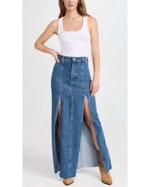 Mother Lickity Split Fray Denim Maxi Skirt - Blue