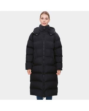 Rokka&Rolla Long Seamless Puffer Coat Below Knee Maxi Jacket - Black