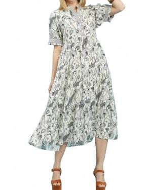 Umgee Floral Tiered Maxi Dress - Gray