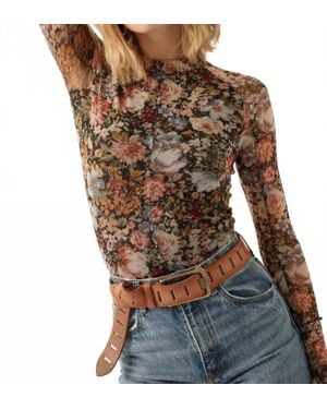 Promesa Victoria Floral Mesh Top - Brown