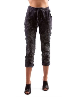 Gigi Moda Brillare Glitter Splashed Paint Tie Waist Cropped Pants - Black