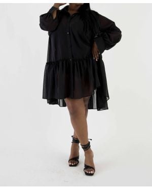 Saint Grace Poly Chiffon Tunic Dress - Black