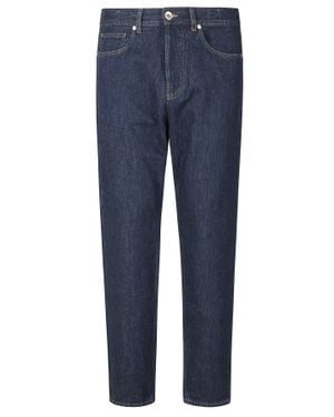Eleventy Silk-Cotton Relaxed Fit Five-Pocket Jeans - Blue