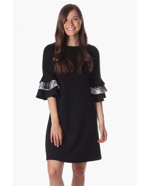 Duffield Lane Ruffled Swingy Star Print Dress - Black