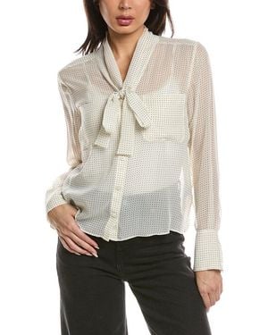 FRAME Polka Dot Modern Tie Blouse - White