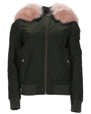 MR & MRS Bomber Jacket With Plush Fur Collar - Black