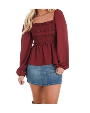 Mustard Seed Wear Anywhere Smocked Babydoll Top - Red