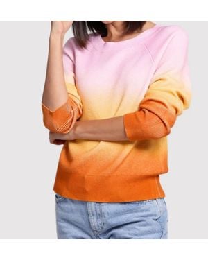 Minnie Rose Cotton Cashmere Ombre Baby Shaker Crew Sweater - Orange