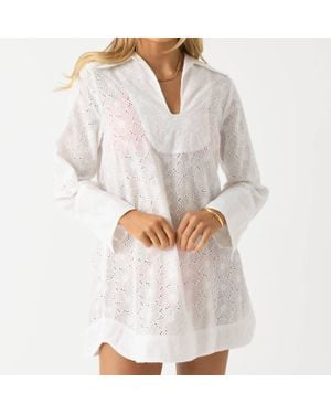 Matthew Bruch Long Sleeve Popover Tunic - White