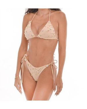 Steffany Milano Sequined Swimsuit With Chains And Embellishments - Brown