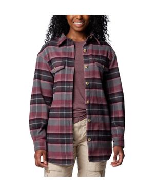 Columbia Calico Basin Shirt Jacket Plaid Pockets Button Up Jax779 - Red