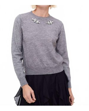 WILD PONY Rhinestone Applique Sweater - Gray