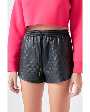 Grey Lab Faux Leather Diamond Stitch Shorts - Pink