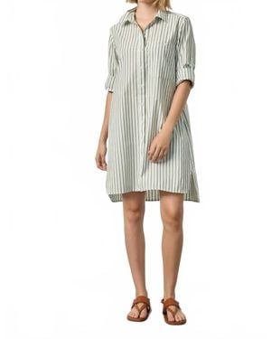 Lilla P Striped Collared Shirt Dress - Natural
