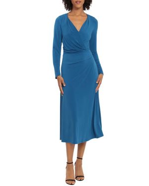 Maggy London Long Sleeve Wrap Dress - Blue