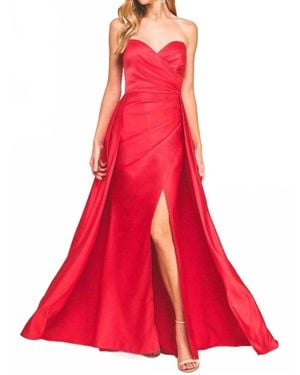 Maniju Satin Slit Gown - Red