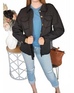 Umgee Button Up Shacket - Brown