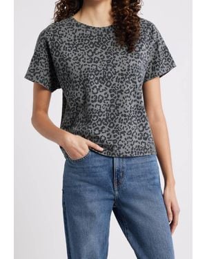 Rag & Bone All Over Leopard Kelly Boxy Tee - Black