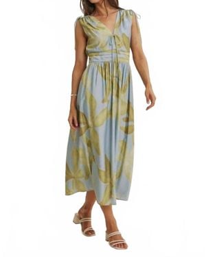 In February Willow Shoulder Cutout Floral Midi Dress - Green