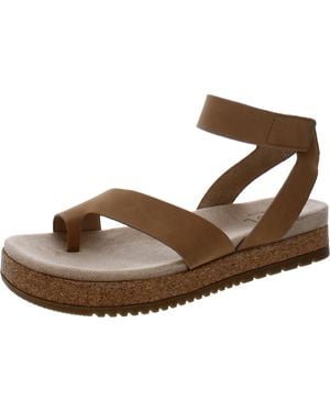 Naturalizer Divina Faux Leather Ankle Strap Platform Sandals - Brown