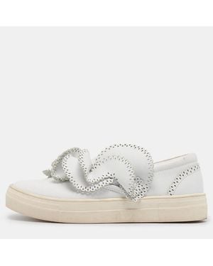Sophia Webster Leather Embellished Slip On Sneakers - White