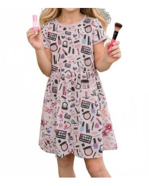 KICKEE Kids Flutter Sleeve Twirl Dress - Multicolor