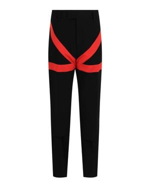 Ferragamo Satin Striped Pants - Red