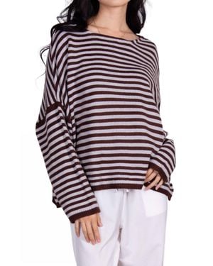 Before You Dropped-Shoulder Striped Knit Sweater - Multicolor