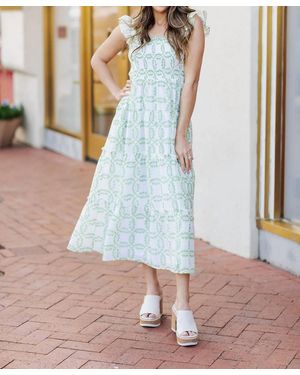 marie The Loren Ruffle Strap Midi Dress - Blue