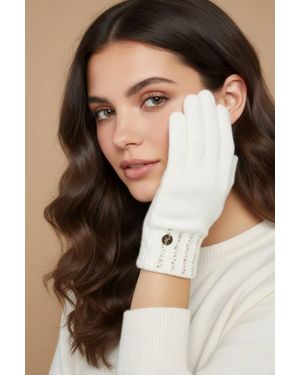 Joseph Ribkoff Rhinestone Embellished Knit Gloves - Black