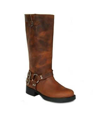Urbnkicks Tall Biker Distressed Boots By - Brown