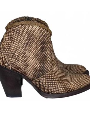 Allens Boots Kyra Exotic High Heel Ankle Boots - Brown